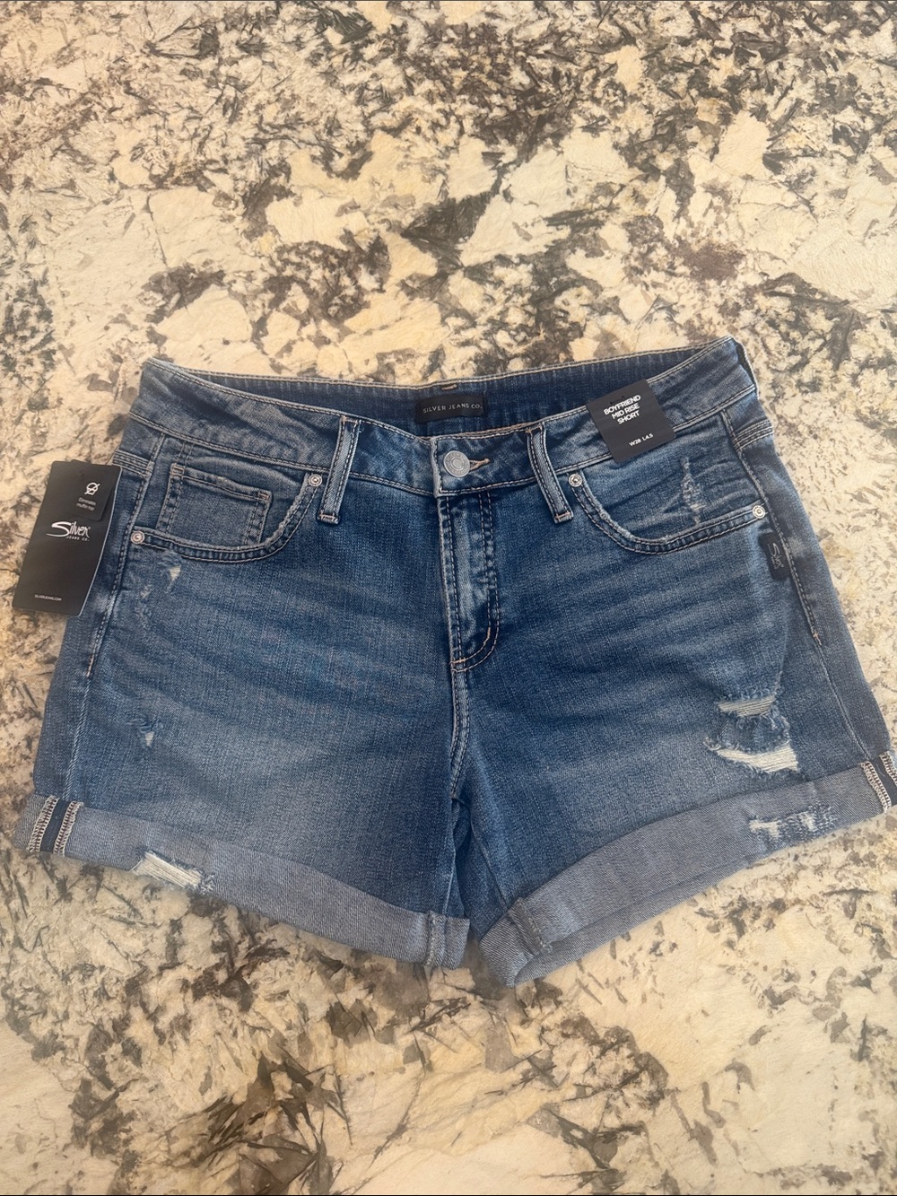 Silver Boyfriend Shorts-Brand New With Tags